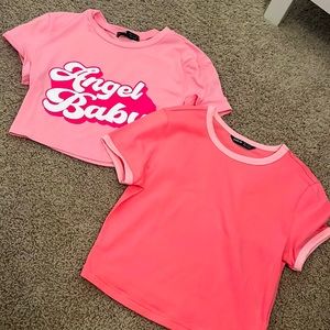pink cropped tees
